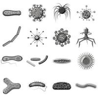 conjunto de iconos de virus, estilo monocromo gris vector