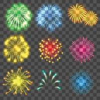 Fireworks concepts set, realistic style vector