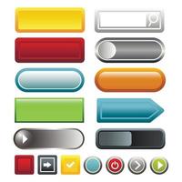 Colorful blank web button icons set, cartoon style vector