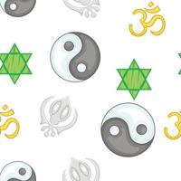 Religious faith pattern, cartoon style vector