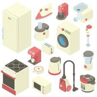 Household appliance icons set, cartoon style vector