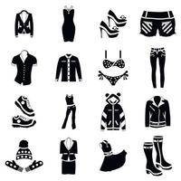 Woman clothes icons set, simple style vector