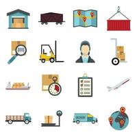 Logistic icons set, flat style vector