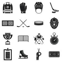 conjunto de iconos de hockey, estilo simple vector