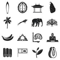 conjunto de iconos de viaje de sri lanka, estilo simple vector