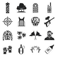 Paintball icons set, simple style vector