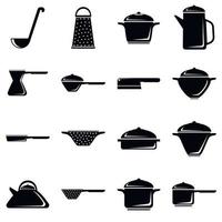 Tableware icons set, simple style vector