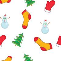 Christmas symbols pattern, cartoon style vector