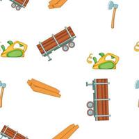 Timber elements pattern, cartoon style vector