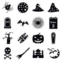 conjunto de iconos de haloween, estilo simple vector