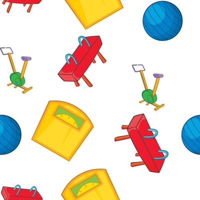 Exercise in gym pattern, cartoon style