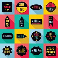 Black Friday Sales signs icons set, flat style vector