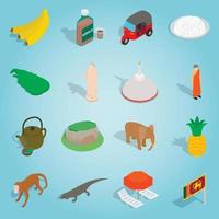 Sri-lanka set icons, isometric 3d style vector