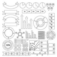 Infographic design parts icons set, outline style vector