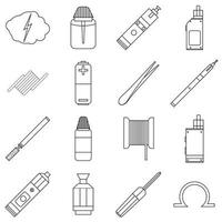 E-cigarettes tools icons set, outline style vector