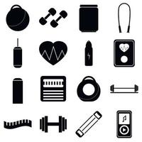 Gym icons set, flat style vector