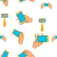 Photo on smartphone pattern, cartoon style vector