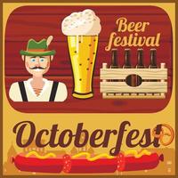 Beer Oktoberfest concept, cartoon style vector