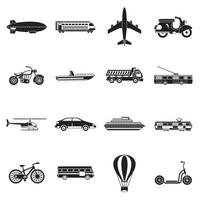 conjunto de iconos de transporte, estilo simple vector