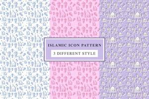 Islamic pattern Thin Line Icons on White Background ramadan design vector