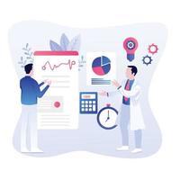 Landing page template. Digital Marketing analyst, marketing business website vector design with cartoon people