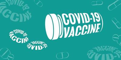 COVID-19 Vaccine Banner Concept illustration Isolated on Green Background. vector