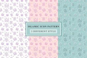 Islamic pattern Thin Line Icons on White Background ramadan design vector