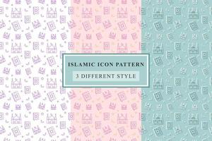 Islamic pattern Thin Line Icons on White Background ramadan design vector