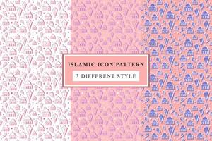 Islamic pattern Thin Line Icons on White Background ramadan design vector