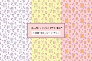 Islamic pattern Thin Line Icons on White Background ramadan design vector