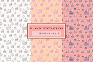 Islamic pattern Thin Line Icons on White Background ramadan design vector