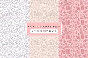 Islamic pattern Thin Line Icons on White Background ramadan design vector