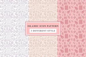 Islamic pattern Thin Line Icons on White Background ramadan design vector