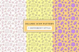 Islamic pattern Thin Line Icons on White Background ramadan design vector