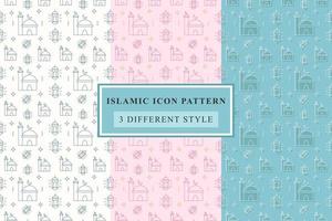 Islamic pattern Thin Line Icons on White Background ramadan design vector