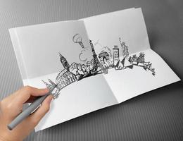 hand drawn traveling around the world photo