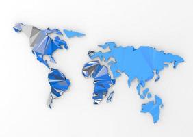 low polygon 3d world map on white background photo