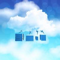 3d Cloud Computing diagram icon on blue sky background as concept photo