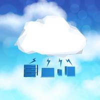 Icono de diagrama de computación en nube 3d sobre fondo de cielo azul como concepto foto