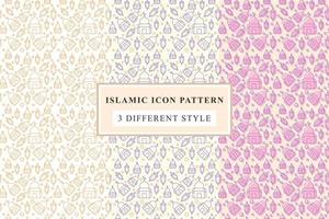 Islamic pattern Thin Line Icons on White Background ramadan design vector