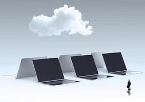 Cloud computing 3d sign on laptop computer as concept photo