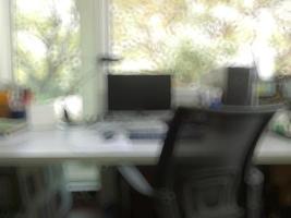 abstract office with computer blur background photo