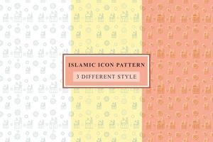 Islamic pattern Thin Line Icons on White Background ramadan design vector