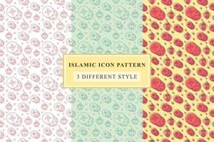 Islamic pattern Thin Line Icons on White Background ramadan design vector