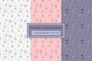 Islamic pattern Thin Line Icons on White Background ramadan design vector