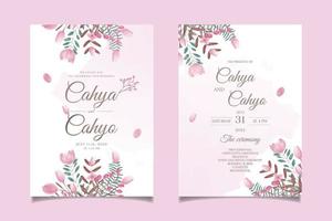 save the date watercolor floral Frame wreath with bouquet background abstract vector