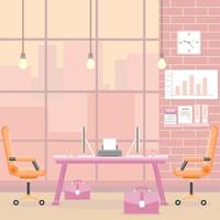 creative workplace modern open space empty nobody office interior contemporary co-working center flat horizontal vector