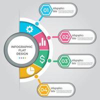 visualización de datos comerciales. diagrama del proceso. elementos abstractos de gráfico, diagrama con pasos, opciones, partes o procesos. plantilla de negocio vectorial para presentación. concepto creativo para infografía. vector