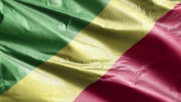 bandeira têxtil da república do congo acenando lentamente no loop de vento. bandeira da república do congo balançando suavemente na brisa. tecido tecido têxtil. fundo de preenchimento completo. Ciclo de 20 segundos. video