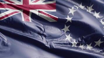 Cook Island bandeira acenando no loop de vento. Cook Island banner balançando a brisa. fundo de preenchimento completo. loop de 10 segundos. video